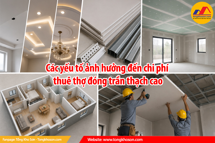  Các yếu tố ảnh hưởng đến chi phí thuê thợ đóng trần thạch cao