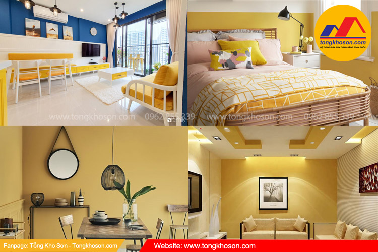 Cách phối sơn nhà màu vàng đẹp