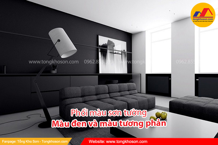 Kết hợp sơn nhà màu đen với các gam màu tương phản
