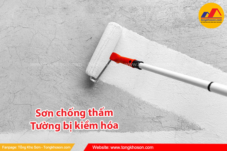 Tiến hành sơn chống thấm kỹ càng tường bị kiềm hóa