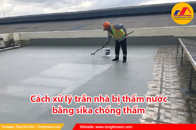 Cách xử lý trần nhà bị thấm nước bằng Sika