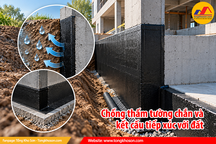 Chống thấm tường chắn và kết cấu tiếp xúc với đất