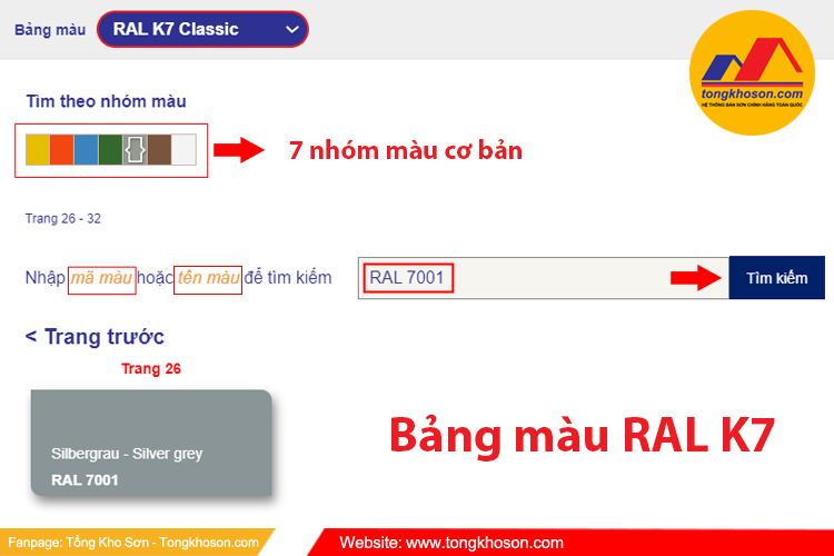 Hướng dẫn về cách xem bảng màu RAL K7