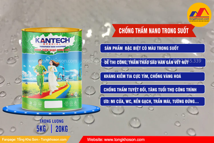 Keo chống thấm Nano trong suốt 1 thành phần Kantech
