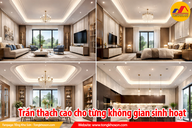 Giải pháp trần thạch cao chuyên dụng cho từng không gian sinh hoạt