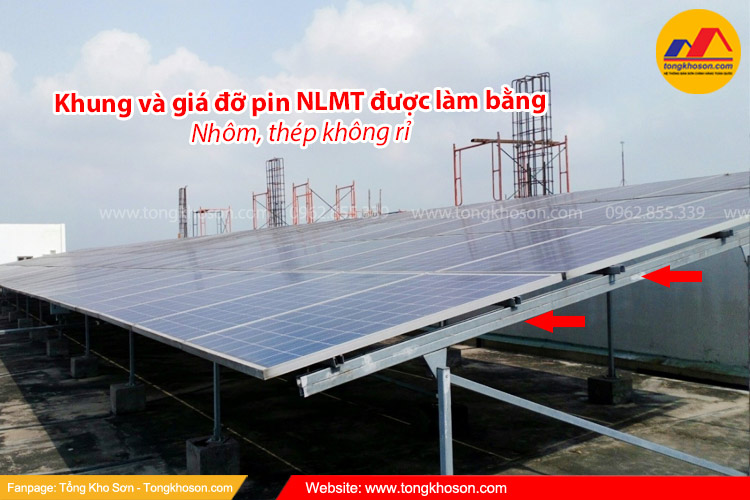 Khung và giá đỡ pin năng lượng mặt trời được làm bằng chất liệu gì?