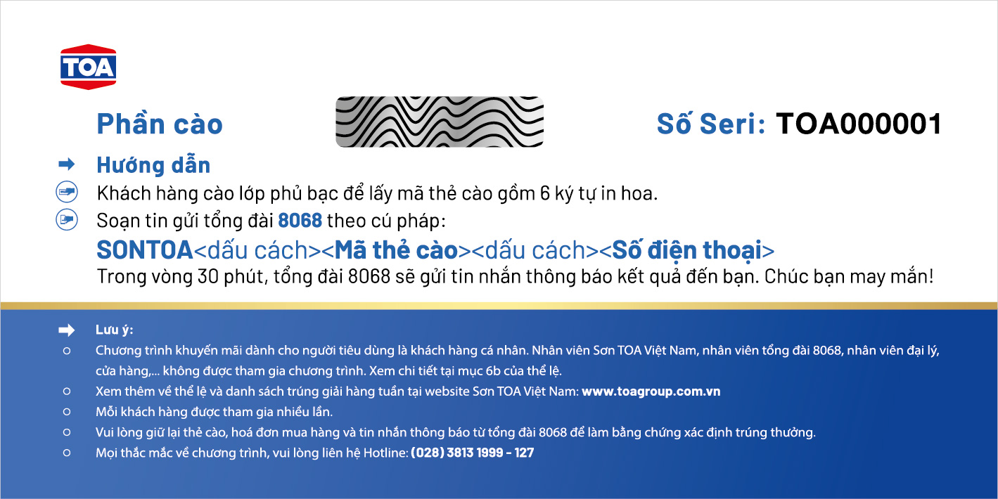 Mặt sau của thẻ cào chương trình 