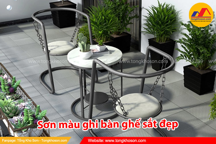 Màu sơn bàn ghế sắt màu ghi