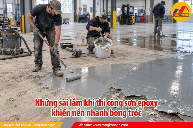 Những sai lầm khi thi công sơn epoxy khiến nền nhanh bong tróc