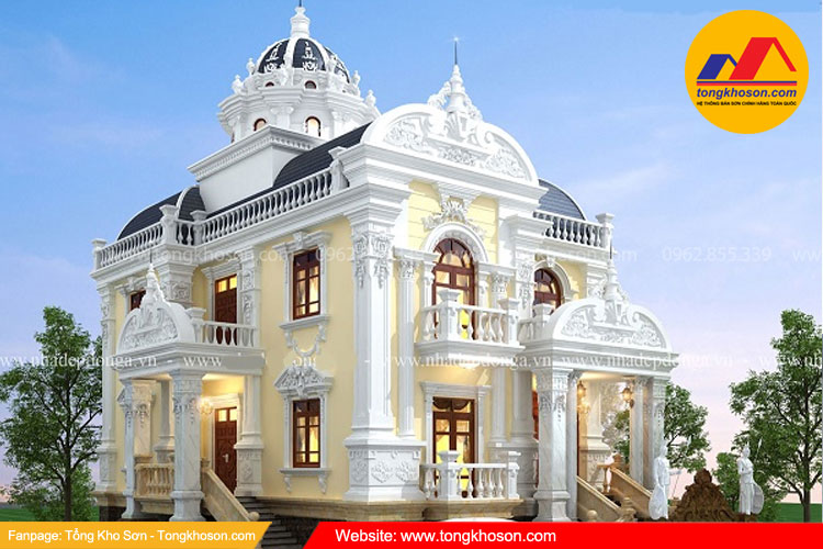 Màu vàng kem nhạt tạo nên không gian cổ kính và tráng lệ