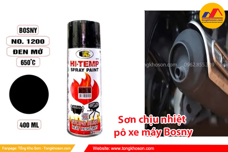Sơn chịu nhiệt pô xe máy Bosny Hi - Temp