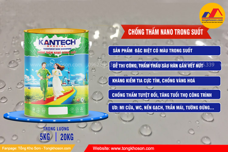 Sơn chống thấm Nano trong suốt Kantech - Giải pháp chống thấm dột cho mọi bề mặt