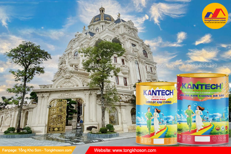 Sơn đá kim cương đa sắc Kantech trang trí tường, cột, trần siêu đẹp