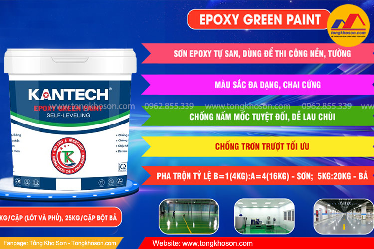 Sơn Epoxy Green tự san Kantech có tốt không?
