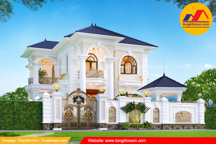 Sơn biệt thự ngoại thất màu vàng kem đẹp nhất