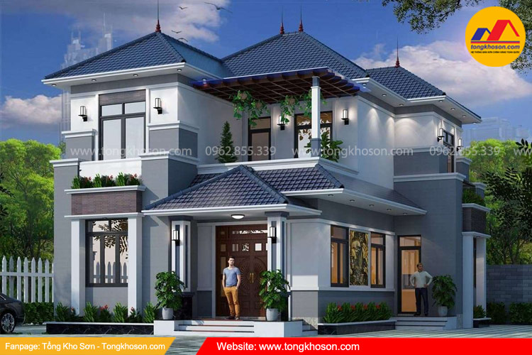 Các mẫu nhà sơn màu xanh lam đẹp