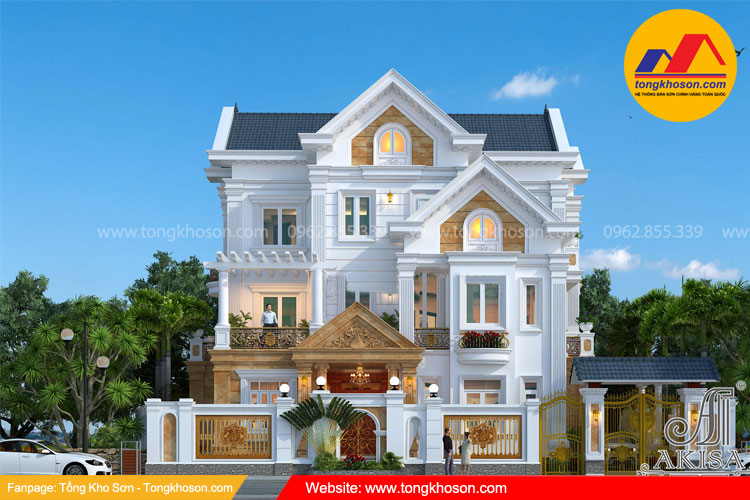 Sơn nhà màu vàng ánh kim cho biệt thự