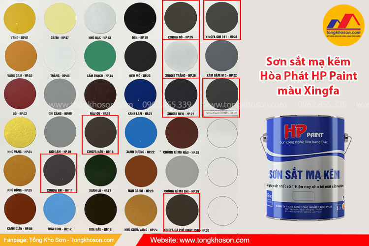  Sơn sắt mạ kẽm màu xingfa Hòa Phát