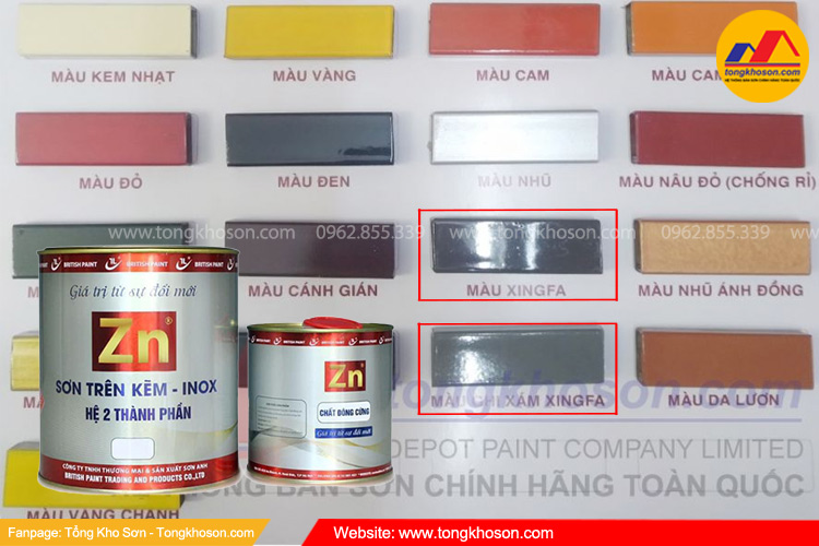 Sơn sắt mạ kẽm màu xingfa ZN 2 thành phần