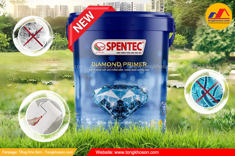 Sơn lót ngoại thất siêu chống kiềm - chống muối thượng hạng Spentec Diamond Primer