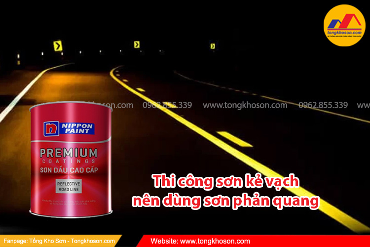 Thi công sơn kẻ vạch nên dùng sơn phản quang
