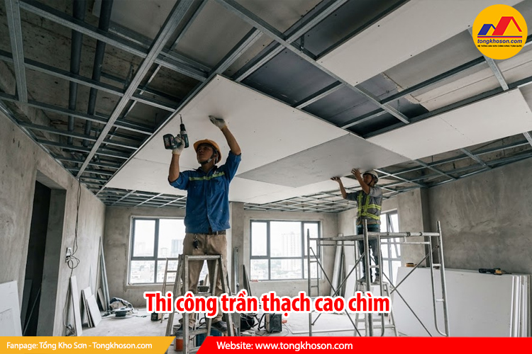 Thi công trần thạch cao chìm